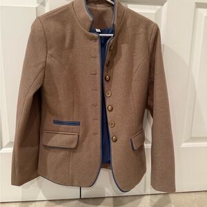 Tan Blazer with Blue Accents